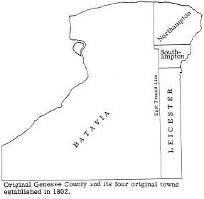 Original Genesee County and its four original towns established in 1802