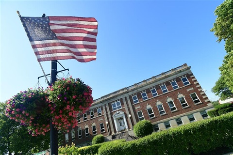 County Buidling with Flag 